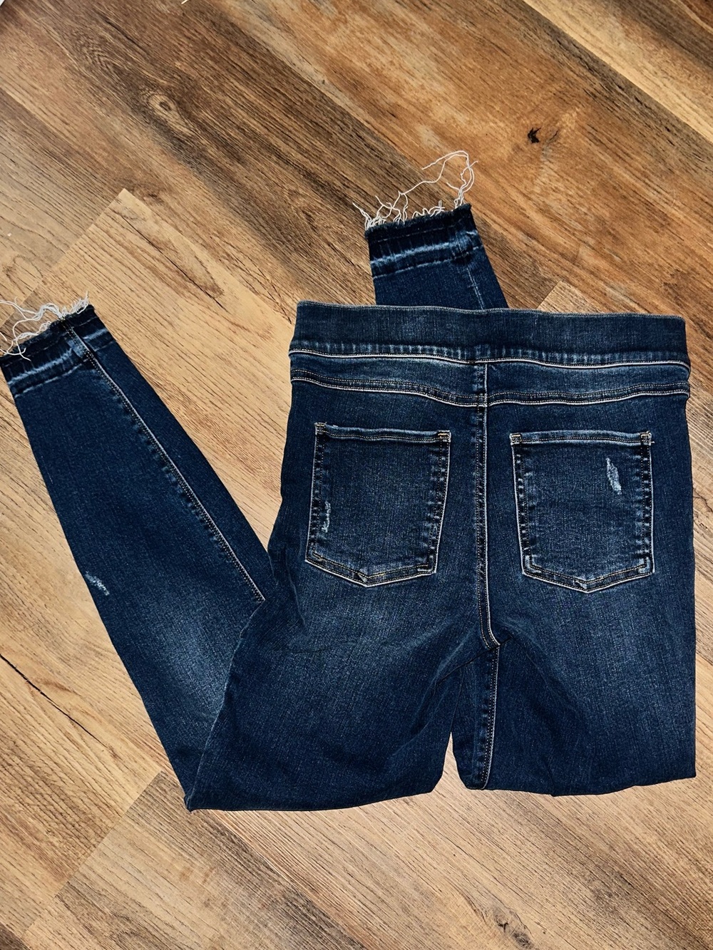 SPANX Dark Blue Skinny Jeggings with Frayed Hem - Picture 2 of 3